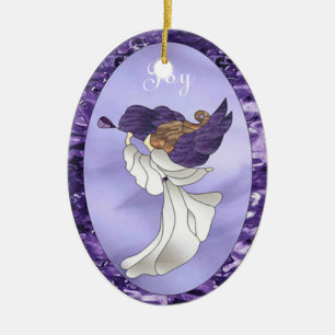 Angel in Purple Stained Glass Ceramic Tree Decoration