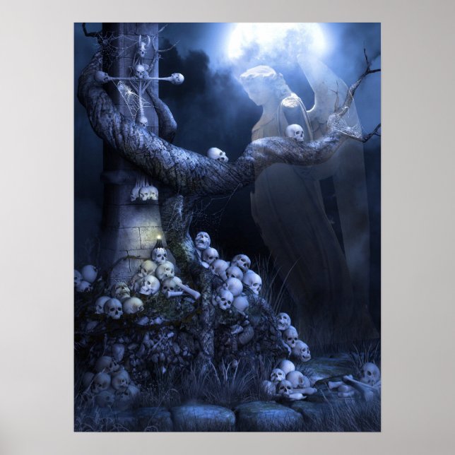 Angel in skull graveyard poster (Front)