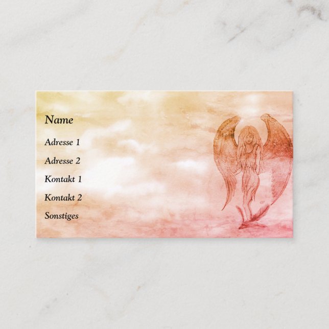 Angel in Tattoo Style Business Card (Front)
