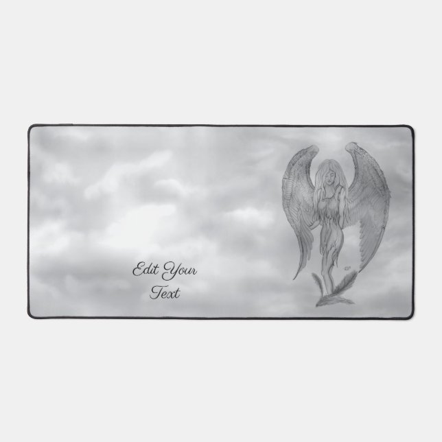 Angel in Tattoo Style Desk Mat (Front)