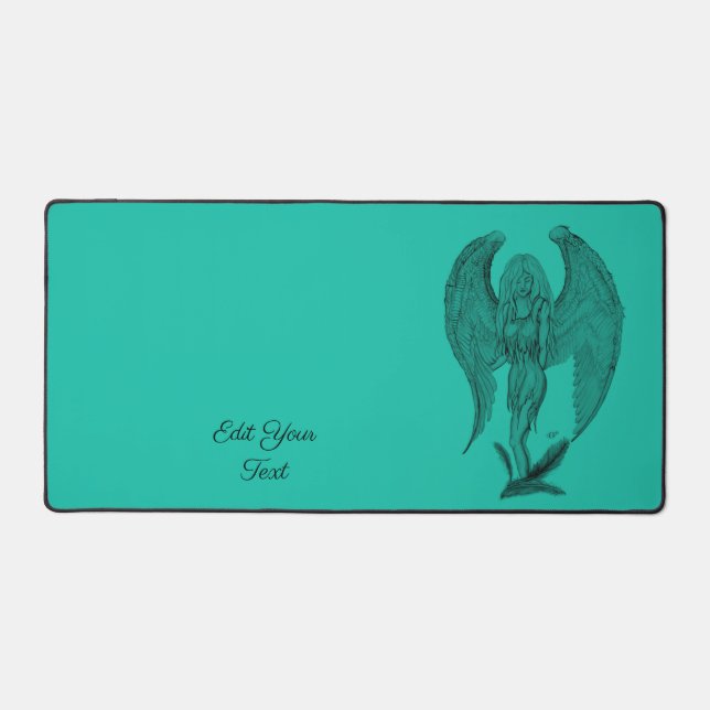 Angel in Tattoo Style Desk Mat (Front)