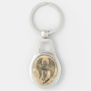 Angel in Tattoo Style Key Ring