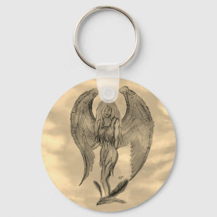 Angel in Tattoo Style Key Ring