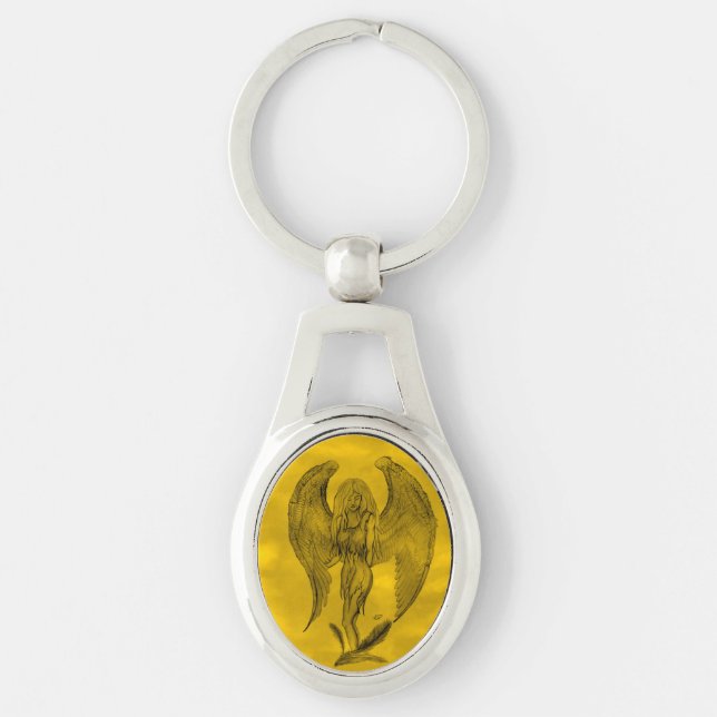 Angel in Tattoo Style Key Ring (Front)