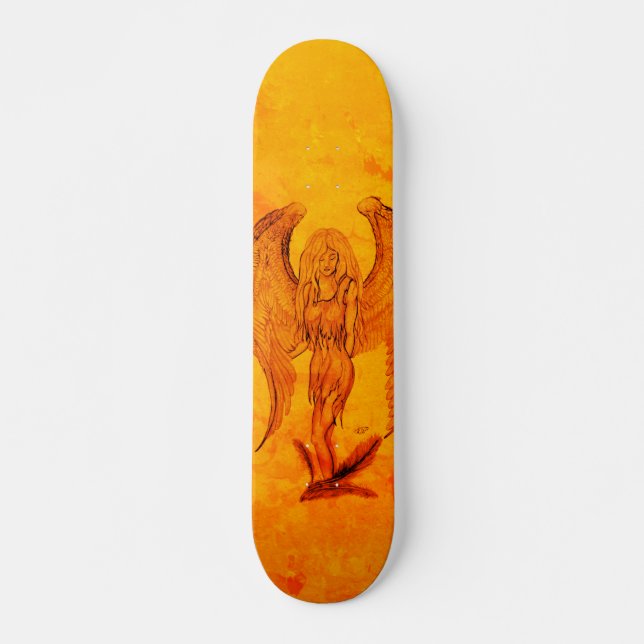 Angel in Tattoo Style Skateboard (Front)