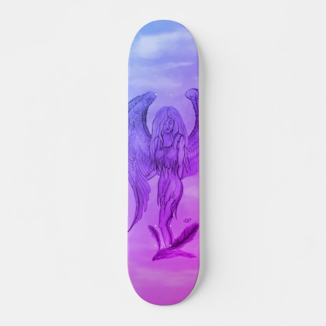 Angel in Tattoo Style Skateboard (Front)