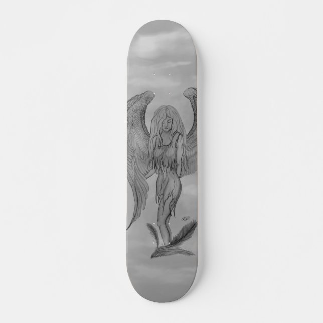 Angel in Tattoo Style Skateboard (Front)