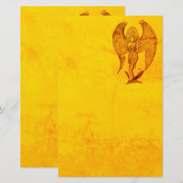 Angel in Tattoo Style Stationery (Front/Back)