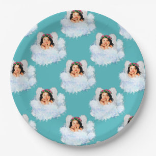 Angel in the Clouds 2-Lt Teal-PAPER PARTY PLATE
