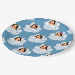 Angel in the Clouds 3-Blue-PAPER PARTY PLATE