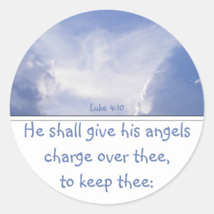 Angel in the Clouds, Encouragement, Scripture Silv Classic Round Sticker