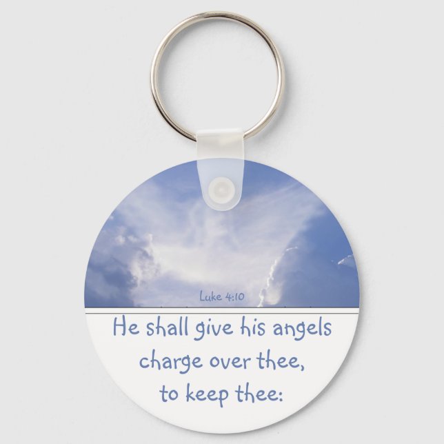 Angel in the Clouds, Encouragement, Scripture Silv Key Ring (Front)