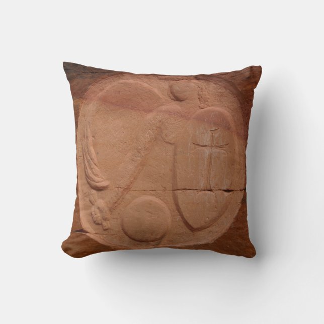 Angel in the Rocks Brown Tan Square Cushion (Front)