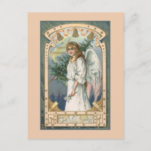 Angel in White With Teal and Gold Postcard