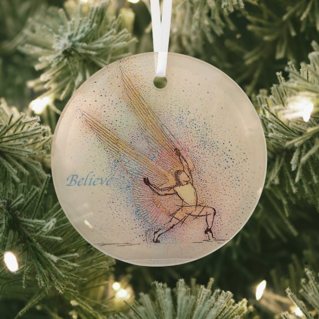 Angel Inspiration - Round Glass Inspirational  Glass Tree Decoration (Insitu)