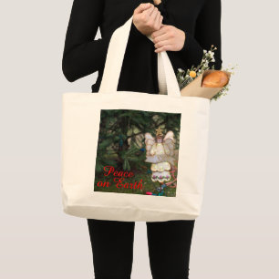 Angel Joy Peace On Earth Large Tote Bag