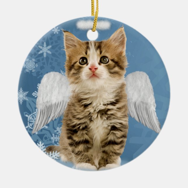 Angel Kitten Christmas Ornament (Front)