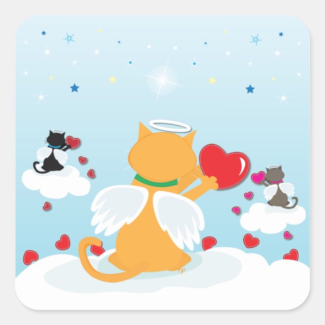 Angel Kitties Daylight - With Love from Heaven Square Sticker (Front)