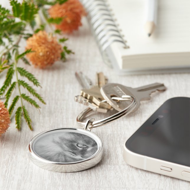 "Angel Kitty" Portrait Key Ring (Side)