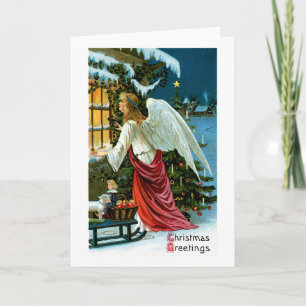 Angel Looking in the Window Holiday Card
