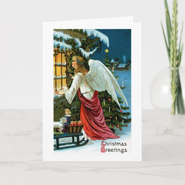 Angel Looking in the Window Holiday Card (Front)