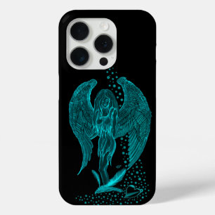 Angel lost in Love , black and green Design iPhone 15 Pro Case