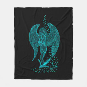 Angel lost in Love , black and green Design Fleece Blanket