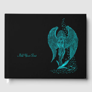 Angel lost in Love , black and green Design Guest Book