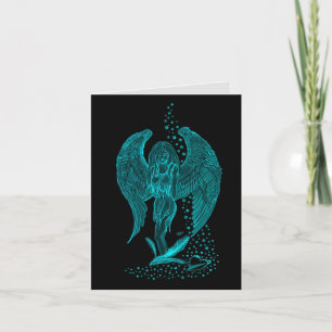 Angel lost in Love , black and green Design Holiday Card