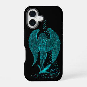 Angel lost in Love , black and green Design iPhone 16 Case