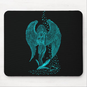 Angel lost in Love , black and green Design Mouse Mat