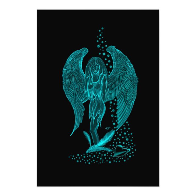 Angel lost in Love , black and green Design Photo Print (Front)