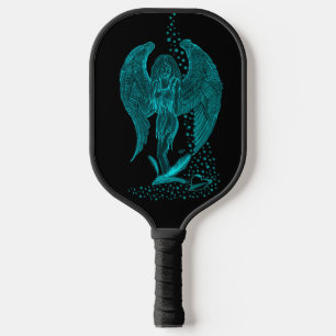 Angel lost in Love , black and green Design Pickleball Paddle