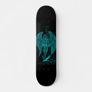 Angel lost in Love , black and green Design Skateboard
