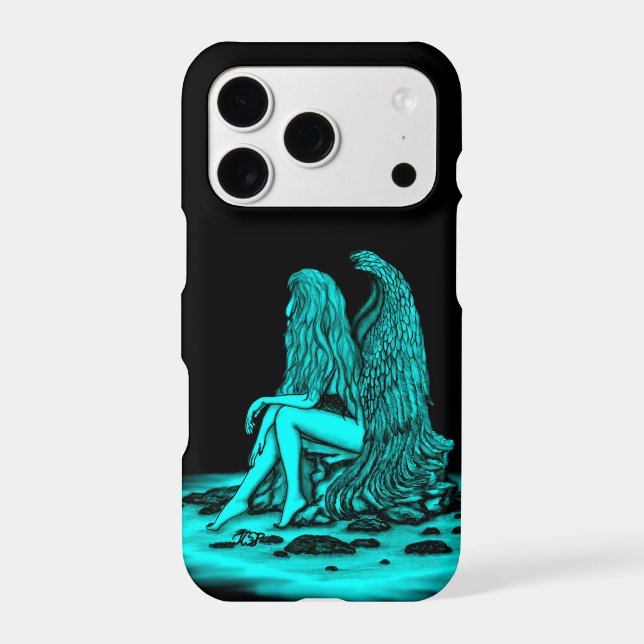Angel , lost in thought , black and green Design (Back)