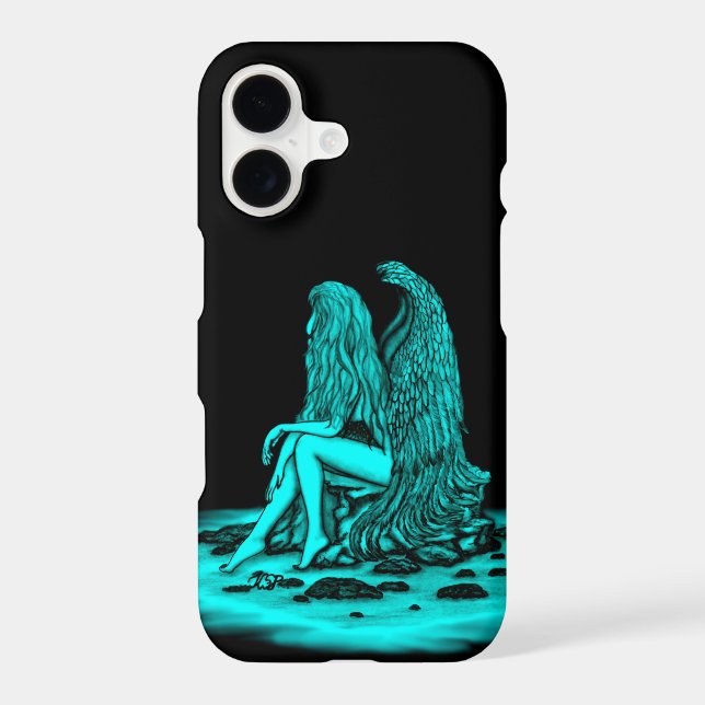 Angel , lost in thought , black and green Design (Back)