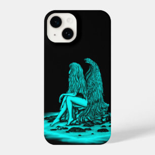 Angel , lost in thought , black and green Design iPhone 14 Case