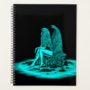 Angel , lost in thought , black and green Design Planner