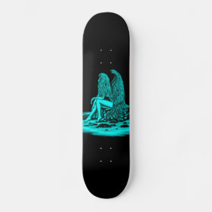 Angel , lost in thought , black and green Design Skateboard
