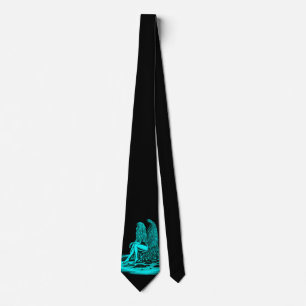 Angel , lost in thought , black and green Design Tie