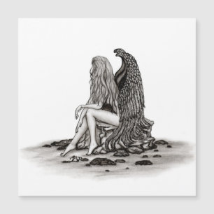 Angel , lost in thought , black and white Design