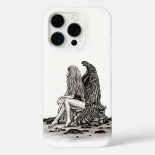 Angel , lost in thought , black and white Design iPhone 16 Pro Case