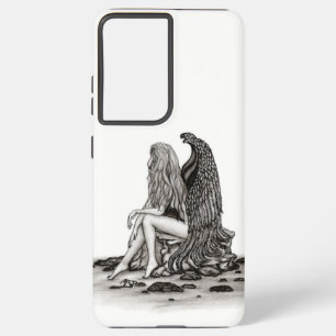 Angel , lost in thought , black and white Design Samsung Galaxy Case