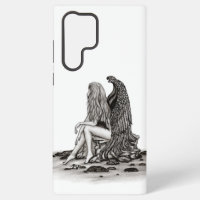 Angel , lost in thought , black and white Design
