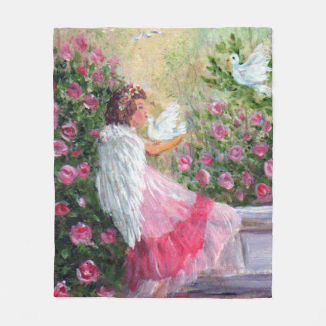 Angel Love Art by Kathy Manuel Fleece Blanket (Front)