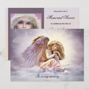 Angel Love Photo Funeral Memorial Service Invitation