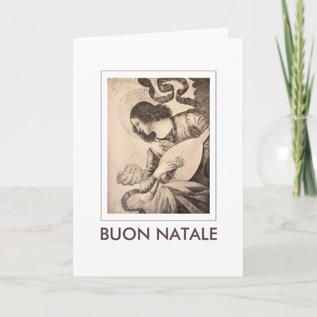 Angel Lute Buon Natale Christmas Holiday Card (Front)