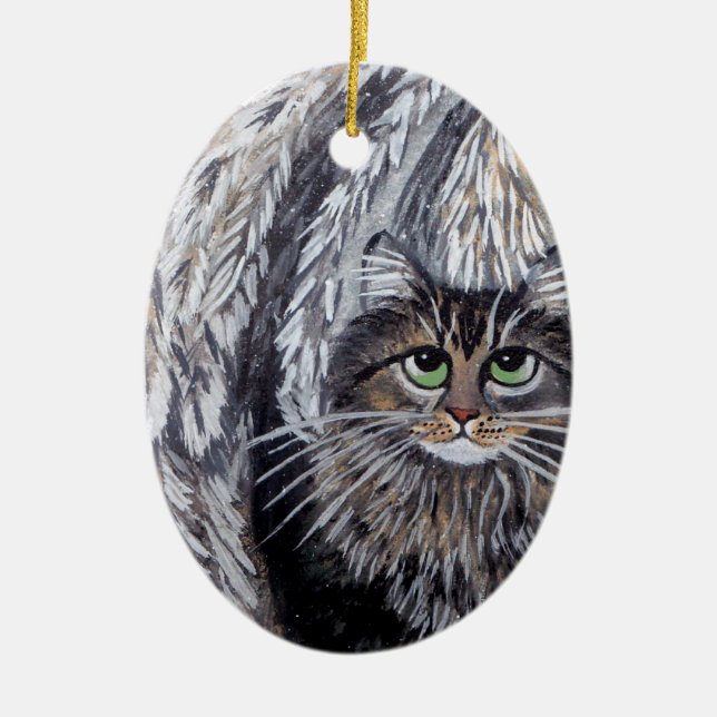 Angel Maine Coon Cat Ornament (Front)