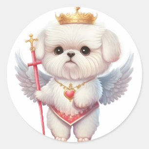 Angel Maltese Puppy, Maltes dog lovers and owners Classic Round Sticker