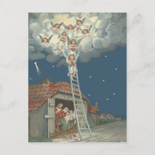 Angel Manger Nativity Jesus Christian Holiday Postcard
